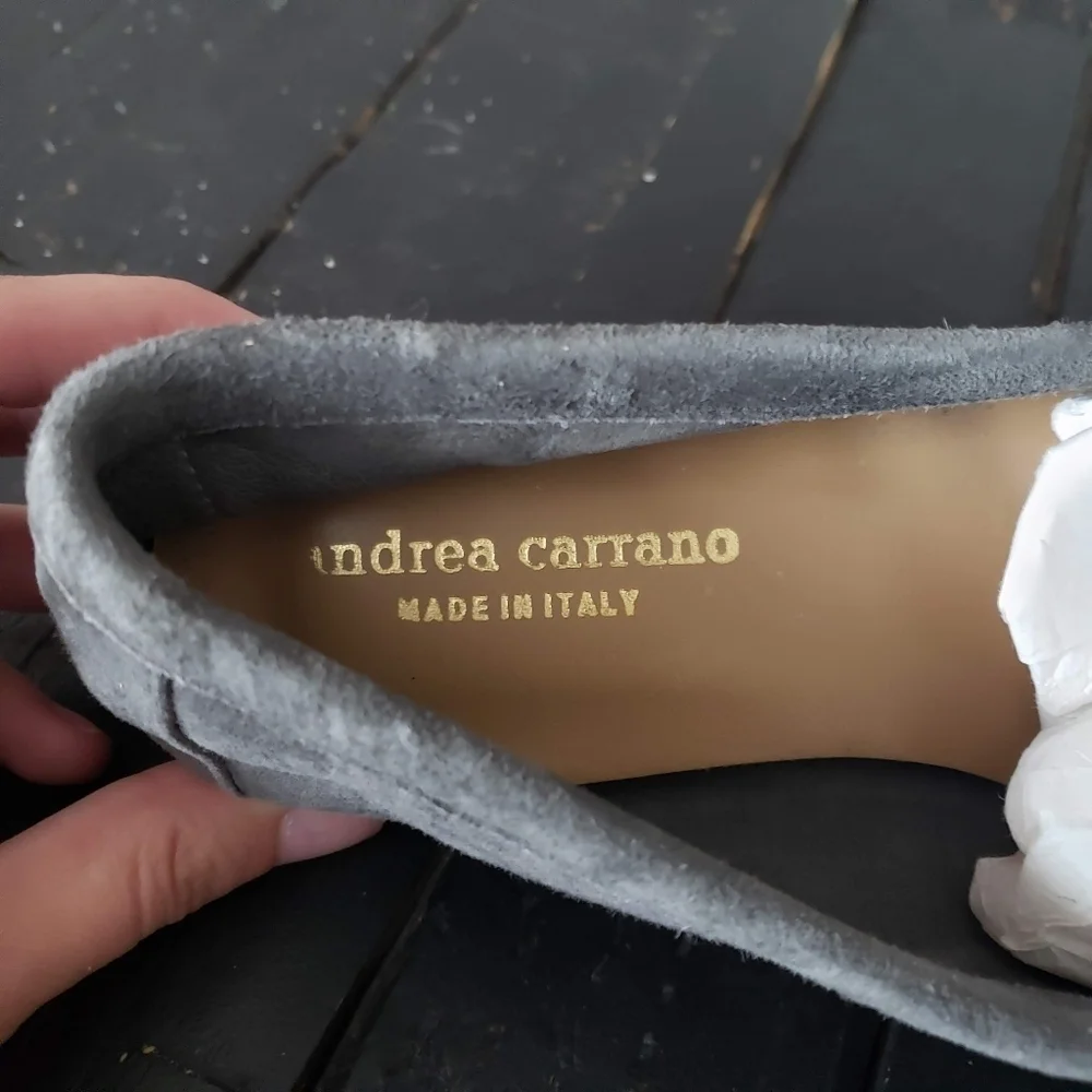 Andrea Carrano Women's 36.5 Grey Suede Loafers Slip On Shoes Flats 6 Italy